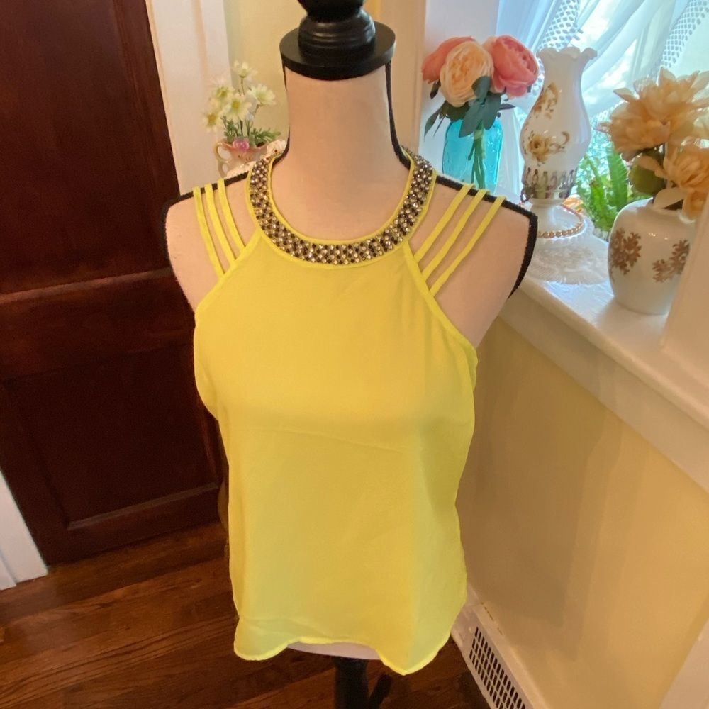 VO Jeans LA Bright Yellow Strappy Tank Sz M NWT
